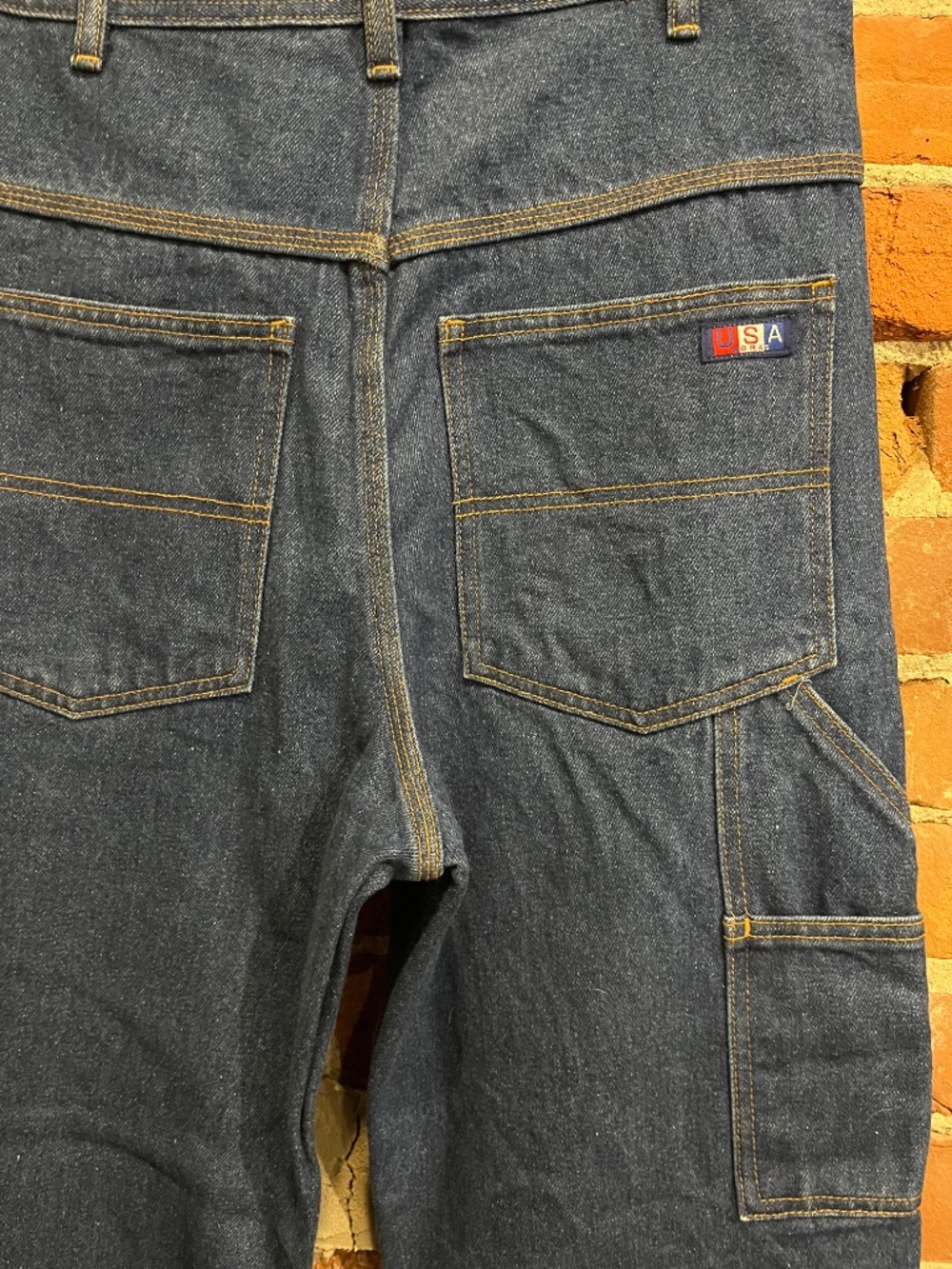 Vintage 90s USA Dark Denim Wide Leg Cargo Jeans - Picture 2 of 5